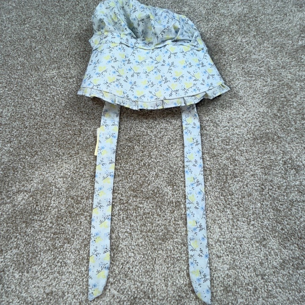 Americana Floral Sun Bonnet Blue Yellow Floral Prairie Civil War Amish Small New